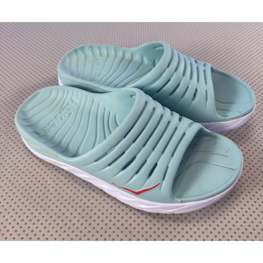 Hoka One One Ora Recovery Slide 2 Comfort Athletic Blue White Mens 8 Womens 10